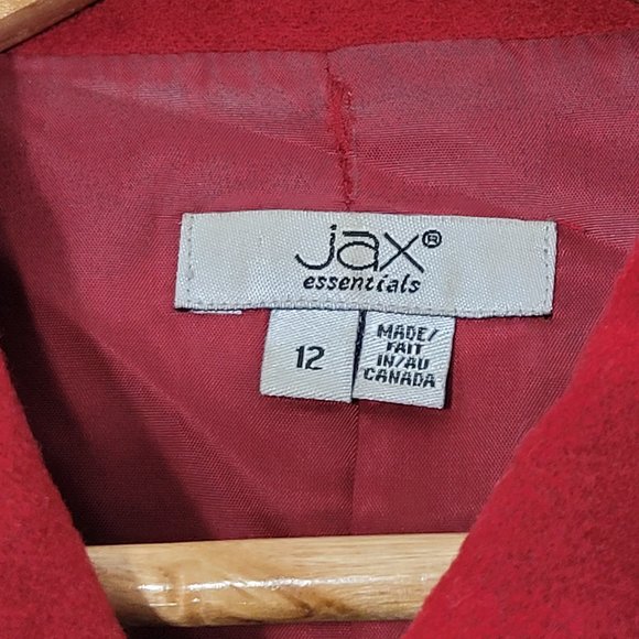 Vintage Jax Essentials Red Cashmere Wool Blend Jacket Coat Lined Pocket - Picture 5 of 11